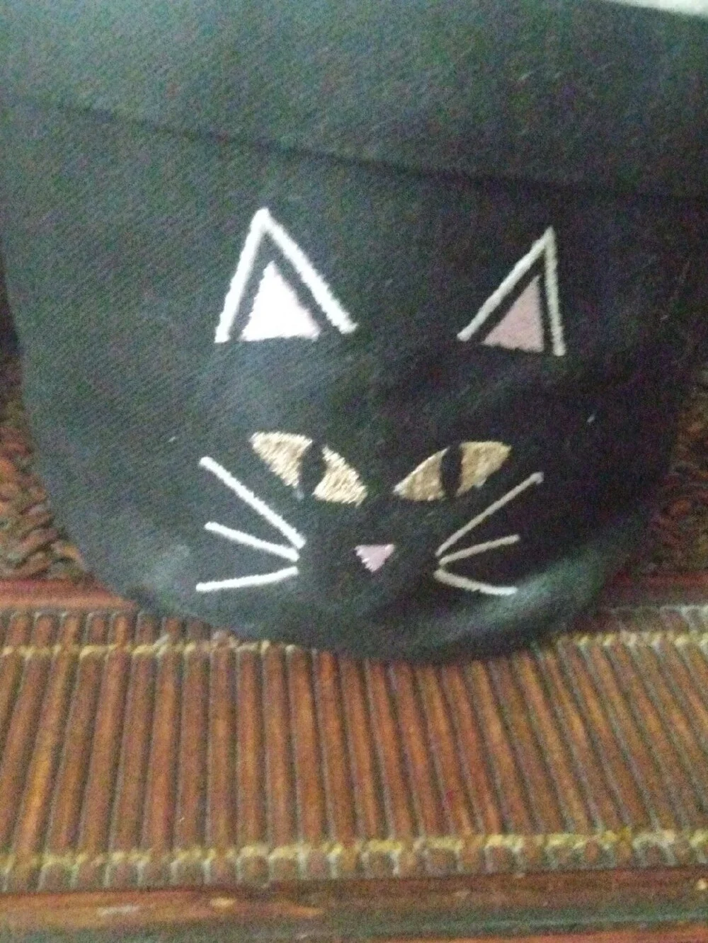 Black Cat Plush-Lined Pet Storage Basket